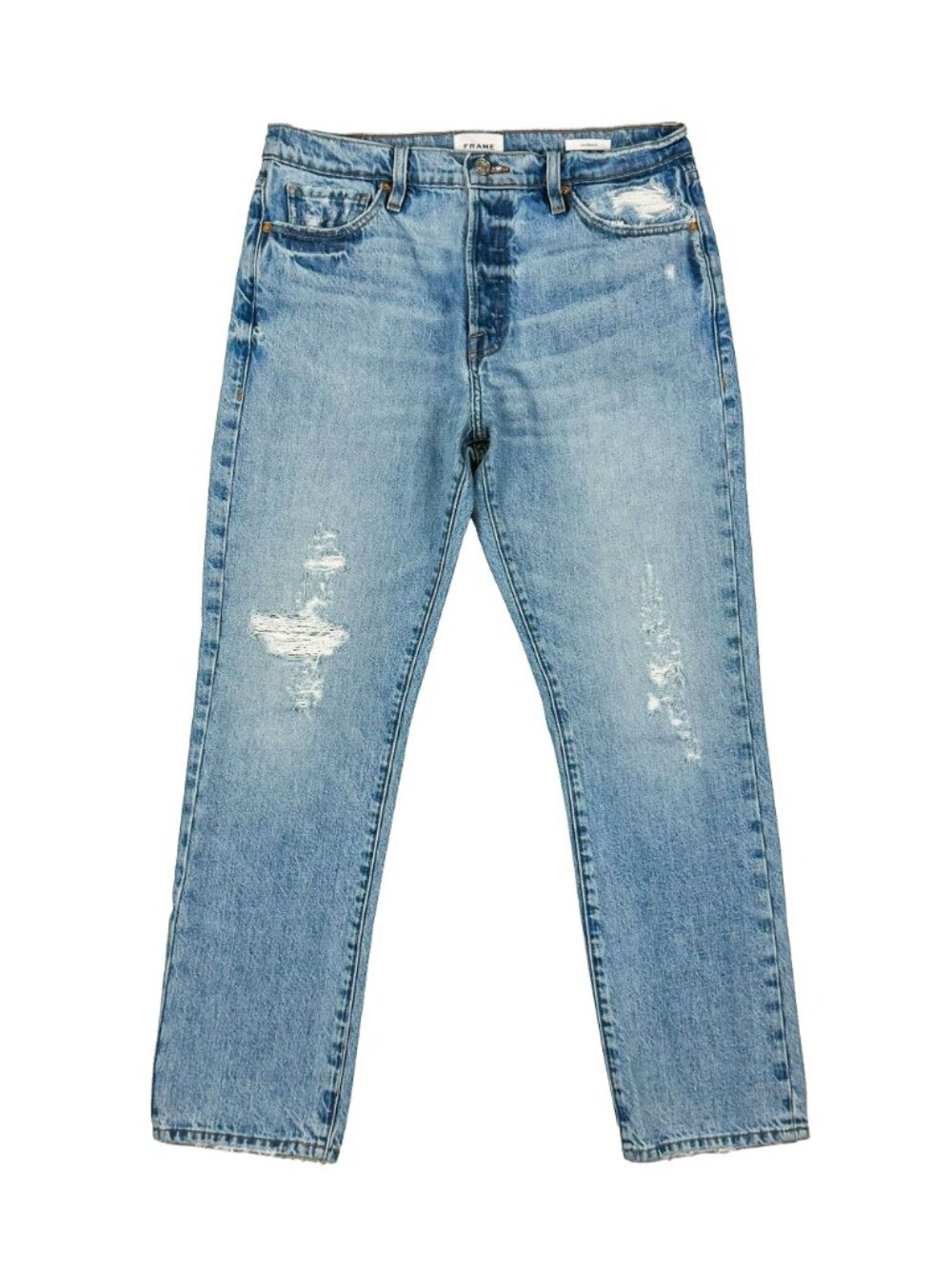 FRAME Le Slouch Boyfriend Jeans 28 Bluejay Rips Relaxed Denim LSLJ727 - Picture 13 of 14
